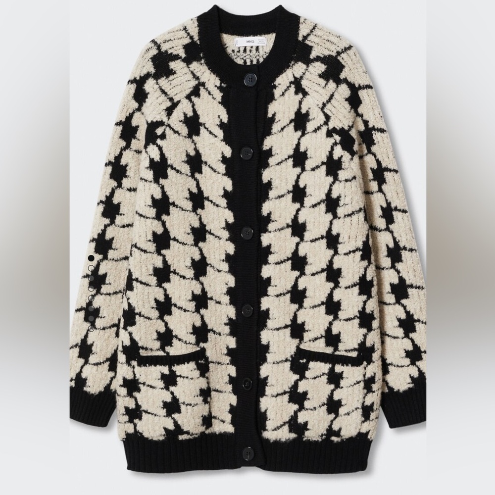 MANGO Houndstooth Cardigan